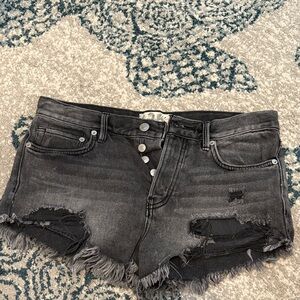 Distressed Black Denim Shorts Free People